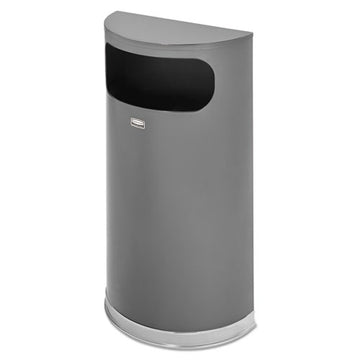Rubbermaid® Commercial Half Round Flat Top Waste Receptacle, 9 Gal, Anthracite Metallic W-chrome Trim freeshipping - TVN Wholesale